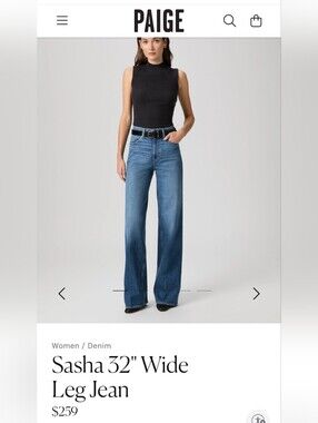 PAIGE Sasha Wide-Leg high rise Jeans in 27